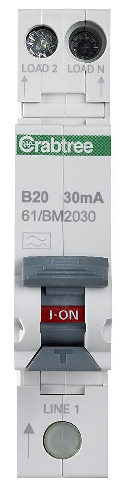 CRABTREE 61/BM2030 Disyuntores RCBO, RCD, GFCI, AFDD