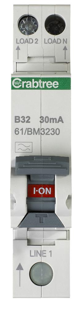 CRABTREE 61/BM3230 Disyuntores RCBO, RCD, GFCI, AFDD