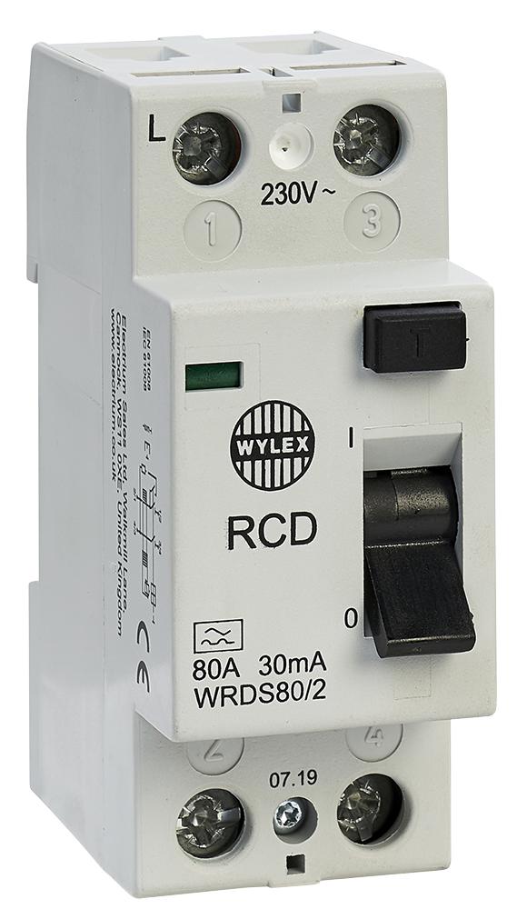 WYLEX WRDS80/2 Disyuntores RCBO, RCD, GFCI, AFDD