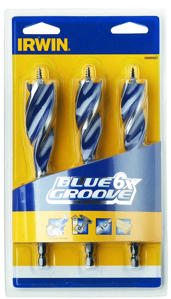 Irwin 6X Blue Groove Wood Drill Bit Set 3 Piece 20-25mm