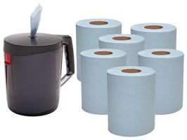6223 - Toallitas de Papel, 380mm x 183mm, Diseño en Relieve, Dispensador Central WypAll L10, Azul