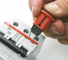 ELEC. CIRCUIT BREAKER L/O EURO POS. PK 6 - CIERRE BLOQUEO DISYUNTOR, NEGRO/ROJO
