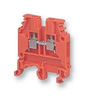 010500220: DIN Rail Mount Terminal Block, Orange, 2 Ways, 22 AWG, 10 AWG, 4 mm², Screw, 30 A