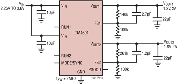 Diagrama de bloques del LTM4691 